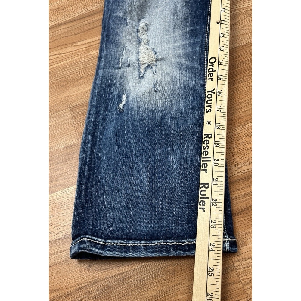 Miss Me Curvy Crop Denim Jeans Size 31 Distressed Leopard Blingy Pockets - Picture 9 of 13